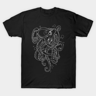 Tangled Octopus - White Line T-Shirt